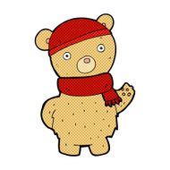 comic cartoon teddy bear in winter hat and scarf N2