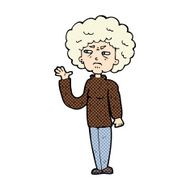comic cartoon annoyed old woman waving