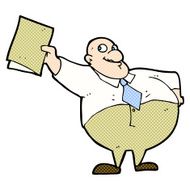 comic cartoon happy boss with file