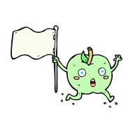 comic cartoon funny apple with flag