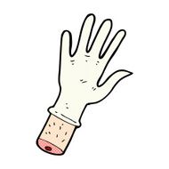 comic cartoon hand with medical glove