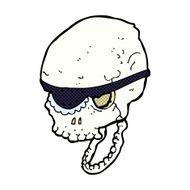 comic cartoon spooky skull with eye patch