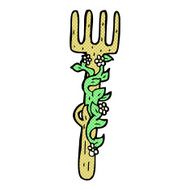 comic cartoon ornate wooden fork