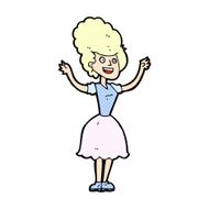 comic cartoon happy 1950&#039;s woman