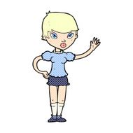 comic cartoon woman waving N20