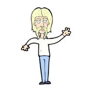 comic cartoon waving man with mustache