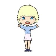 comic cartoon woman waving N22