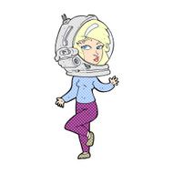 comic cartoon woman wearing space helmet N2