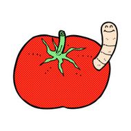 comic cartoon tomato with worm N2