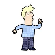 comic cartoon man giving peace sign N3