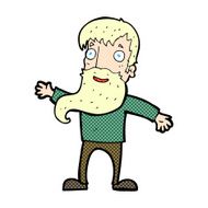 comic cartoon man with beard waving