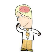 comic cartoon businessman with huge brain