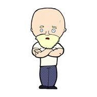 comic cartoon shocked bald man with beard