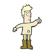 comic cartoon positive thinking man in rags