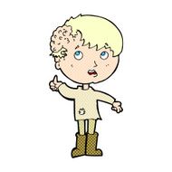 comic cartoon boy with growth on head N2