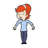 comic cartoon friendly woman shrugging shoulders