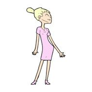comic cartoon woman in dress N3