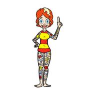 comic cartoon woman covered in tattoos
