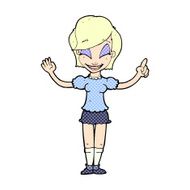 comic cartoon pretty girl with idea