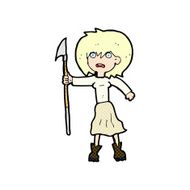 comic cartoon woman with harpoon