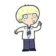 comic cartoon school boy with question