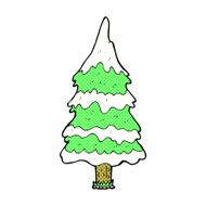 comic cartoon snowy tree