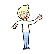 comic cartoon man waving N2