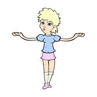comic cartoon woman shrugging shoulders N37