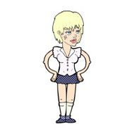 comic cartoon tough woman with hands on hips