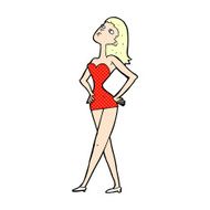 comic cartoon woman in party dress