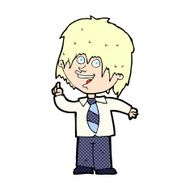 comic cartoon school boy with idea N3