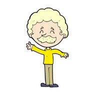 comic cartoon man with mustache waving N2