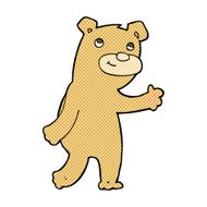 comic cartoon happy waving bear
