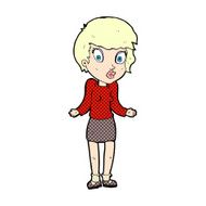 comic cartoon woman shrugging shoulders N38
