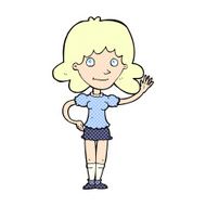 comic cartoon woman waving N24