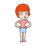 comic cartoon woman with hands on hips N17