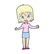 comic cartoon woman shrugging shoulders N39