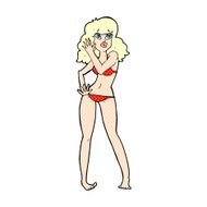 comic cartoon pretty woman in bikini