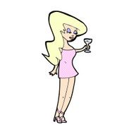 comic cartoon woman at party
