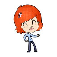 comic cartoon happy woman pointing N3