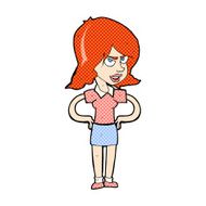 comic cartoon annoyed woman with hands on hips