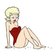 comic cartoon woman in swimsuit