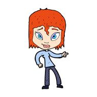 comic cartoon relaxed woman pointing