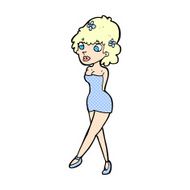 comic cartoon woman posing in dress