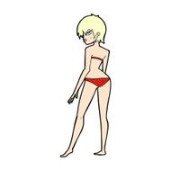 comic cartoon woman in bikini N5