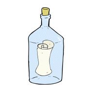 comic cartoon letter in bottle