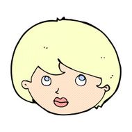 comic cartoon female face looking upwards