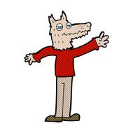 comic cartoon waving wolf N2