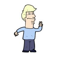 comic cartoon man giving peace sign N4