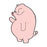 comic cartoon fat pig